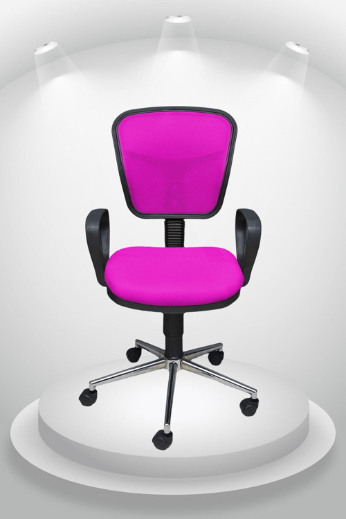 Depar Krom - Fileli Ofis Büro Öğrenci Çalışma Koltuğu - Sandalyesi Pembe
