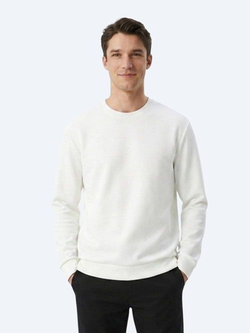 Beyaz Düz Sweatshırt