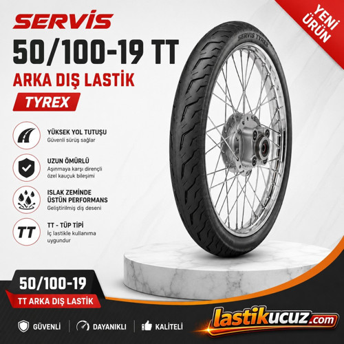 50/100-19 TT ARKA DIŞ LASTİK (İÇ LASTİK GEREKTİRİR) Motosiklet Lastiği