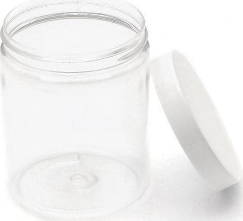 300 Ml - Şeffaf Pet Plastik Kavanoz - Beyaz Kapak - 5 Adet