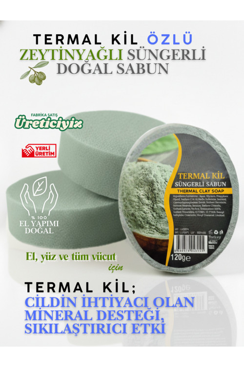Termal Kil Süngerli Sabun (1 Ad)