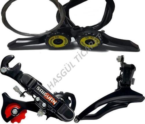 BİSİKLET TY 05 VİTES KOLU SİYAH ÖN ARKA ATTIRICI SET