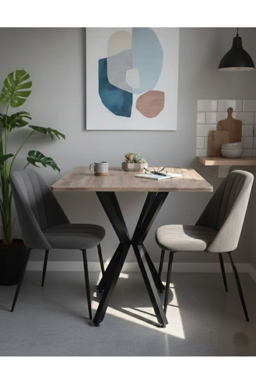 Mutfak Cafe Balkon Bahçe Restoran Yemek Masası 70X70 Metal Ayak 1.Kalite