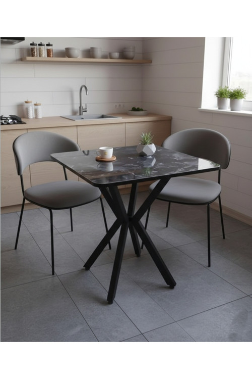 Mutfak Cafe Balkon Bahçe Restoran Yemek Masası 70X70 Metal Ayak 1.Kalite