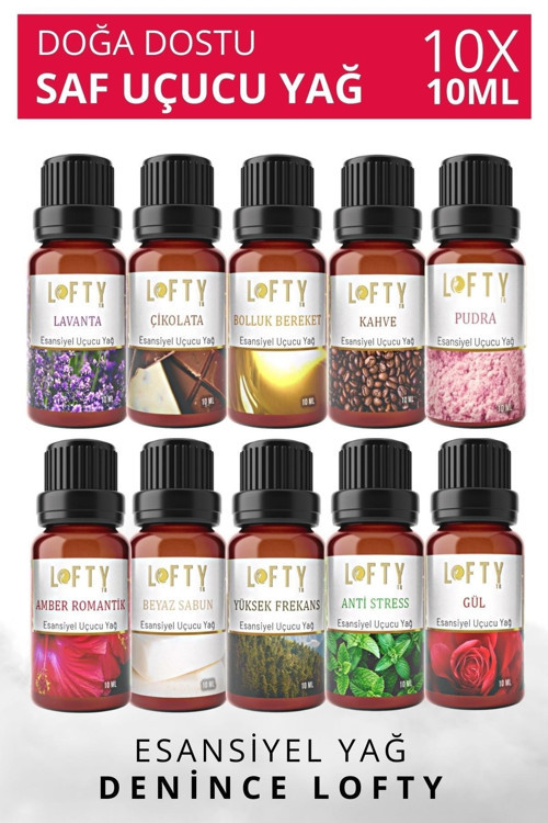 10'lu Set Uçucu Yağ Buhurdanlık Esansı Oda Kokusu Esansiyel Buhur Yağı 10 ml