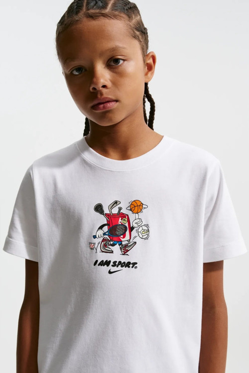 Sportswear Kids Tee Box Hoops Kids Tee Grafik Baskılı Çocuk Tişört Beyaz