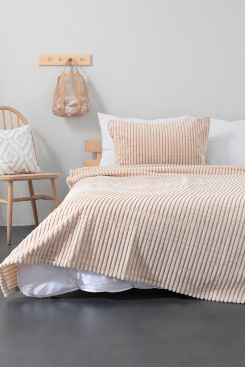 Merinos Modern Line 3 Parça Battaniye Seti Bej