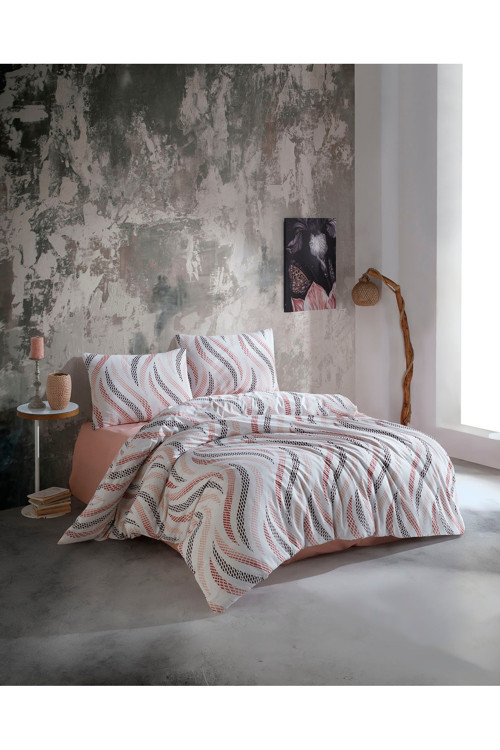 Kristal Ranforce %100 Pamuk Tek Kişilik Nevresim Takımı Esinti Pembe
