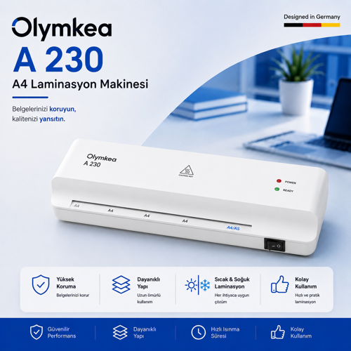 A230 A4 Laminasyon Makinası&12 Adet PVC Hediyeli