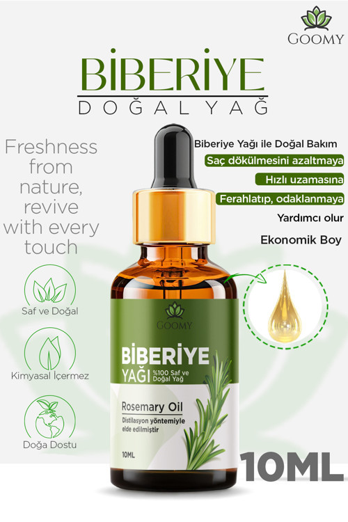 Biberiye Yağı %100 Doğal Bitkisel Uçucu Yağ Rosemary Oil 10ml