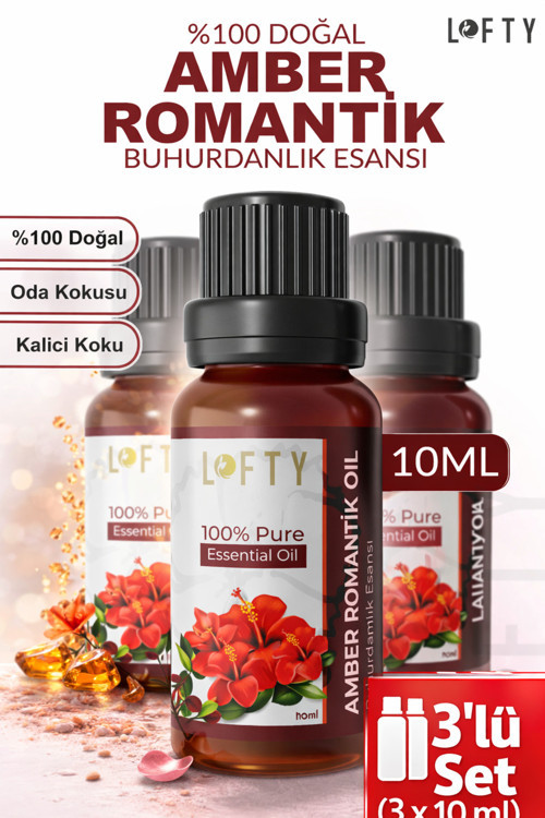 3 AdetLofty Amber Romantik Uçucu Yağ Buhurdanlık Esansı Oda Kokusu Esansiyel Yağ Buhur Yağı 10ml