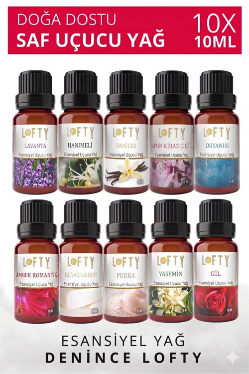 10'lu Premium Set Uçucu Yağ Buhurdanlık Esansı Oda Kokusu Esansiyel Buhur Yağı 10 ml