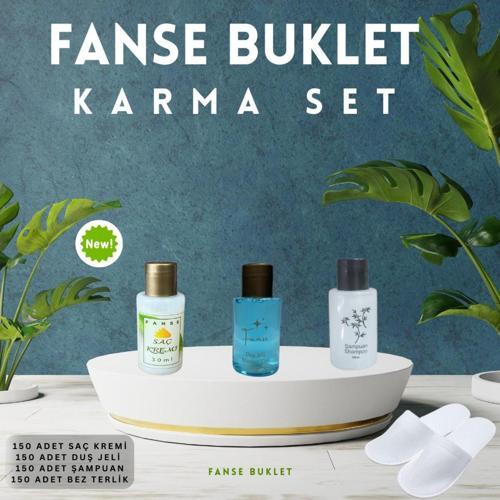150 Li Karma Set Şampuan-Duş Jeli-Saç Kremi-Bez Terlik