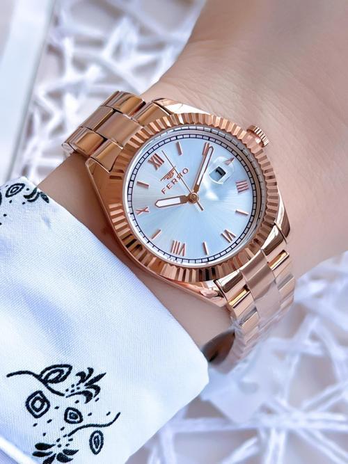 Rose Gold Renk 3 Atm Suya Dayanıklı Çelik Kordon Özel Tasarım Kadın Kol Saati BF21127AWT-C