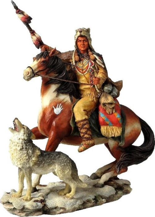 Collection Atlı Kızılderili Ve Kurt Figürü 21 cm