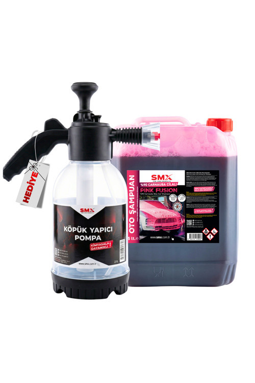 %90 cilalı Pink Fusion Oto Şampuanı 5 LT + 2 Lt KÖPÜK Yapıcı Kimyasal Dayanımlı Pompa