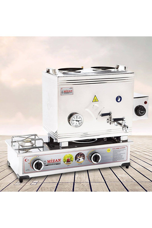 Çay Kazanı Gazlı + Elektrikli Çift Demlik Kahveci Ocağı 30 lt