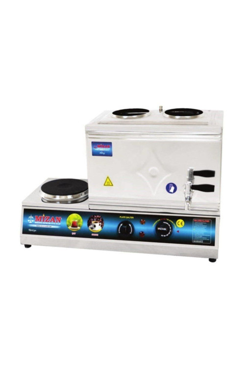 25 Lik Vidalı Pleyt Ocaklı Çevirmeli Musluklu Elektrikli 20 Lt Çay Kazanı Makinesi