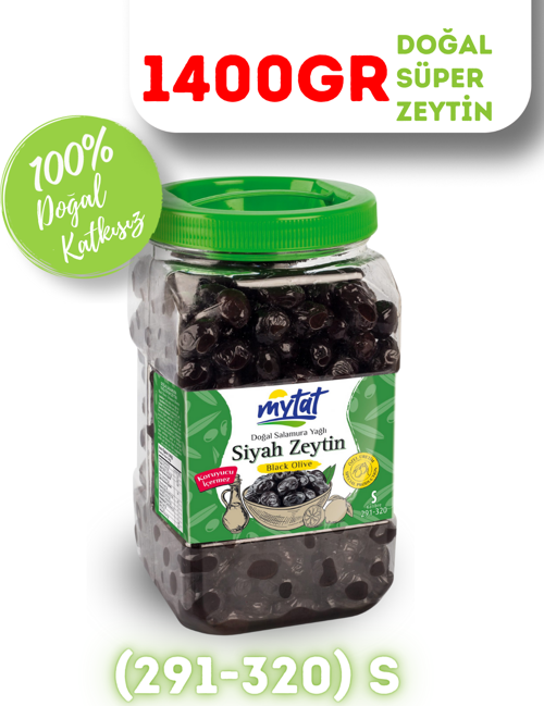 Doğal Gemlik Süper Siyah Zeytin 1400 gr (291-320) S