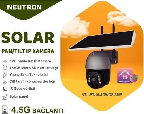 NTL-PT-10-4GWOS-3MP 3mp Ultra HD 360° 4mm Lens 4.5G 128GB SD Kart  PAN/TİLT Dış Mekan Solar IP Kamera