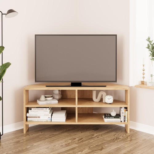ROY B1410 Köşe TV Sehpası Ünitesi – Sepet Ahşap | Açık Raflı & Modern