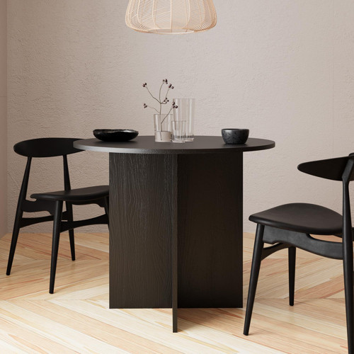 L0140 Linet Yuvarlak Yemek Masası Salon Mutfak Masası 4 Kişilik – Siyah