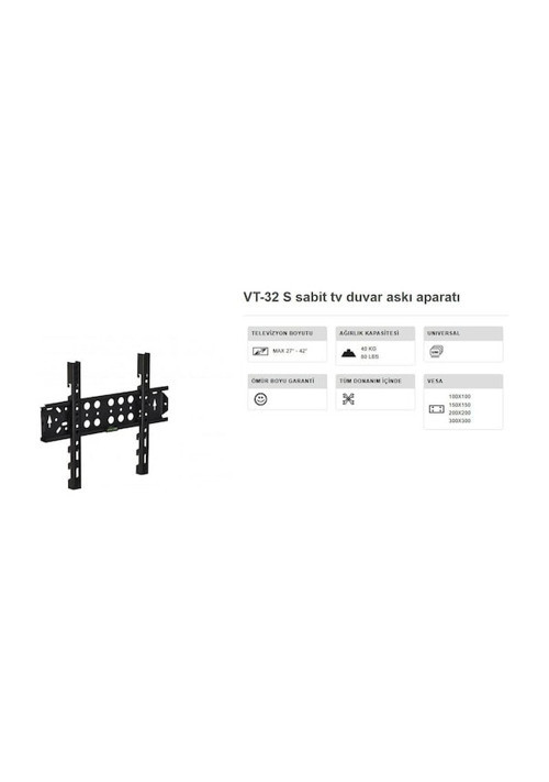 Vt 32s Tv Askı Aparatı 27-42 İnç Sabit 10x40 Cm