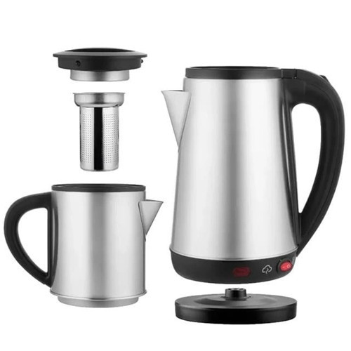 CRW-2201 1800W 1.8 - 0.8 Litre Çelik Hazneli Çaycı Mutfak Kettle Demlikli Ve Süzgeçli Inox