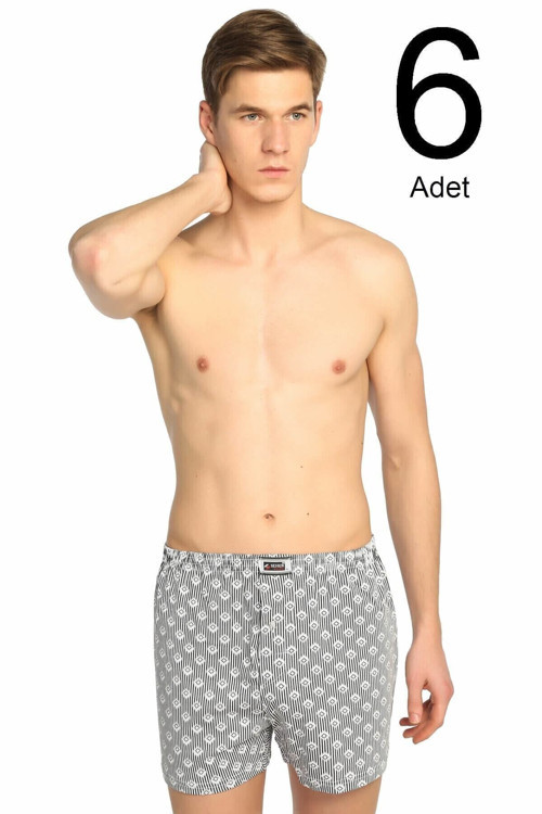 6'Lı Paket Desenli Erkek Boxer