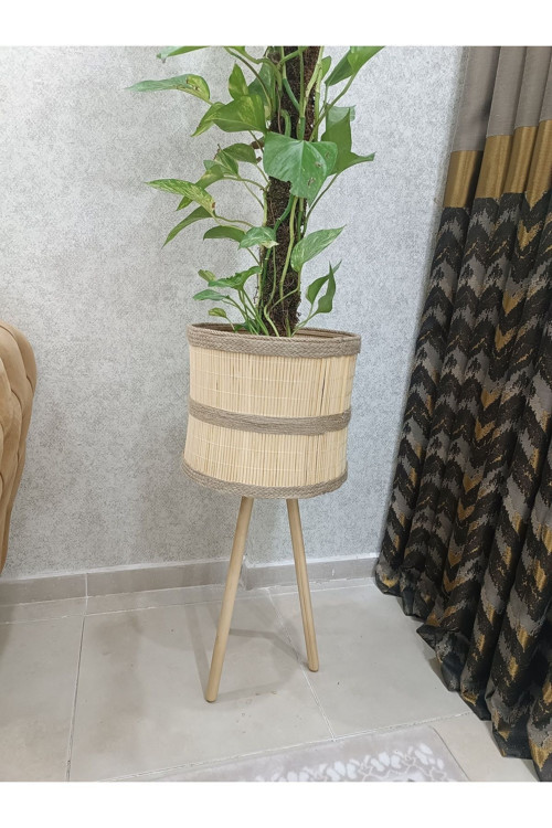 Halat Saksı Bambu Saksı Ahşap Saksı Hasır Saksı