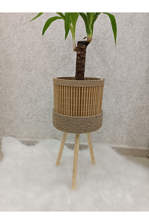 Bambu Saksı Halat Saksı Ahşap Saksı Hasır Saksı