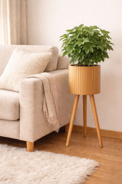 Bambu Ahşap Ayaklı Sepet/Saksılık Naturel 35 Cm Ayak Boyu (20Cm Veya 39Cm Ayak Talep Edebilirsiniz)