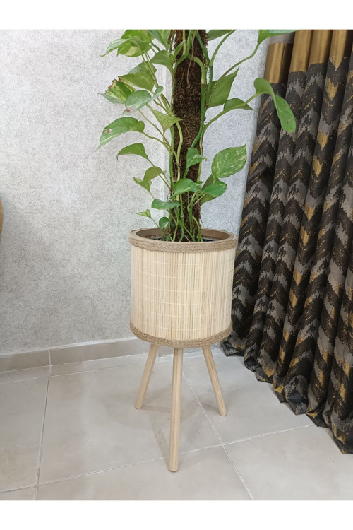 Bambu Saksı Ahşap Saksı Halat Saksı Hasır Saksı