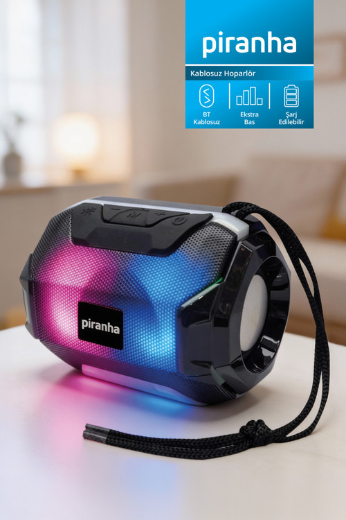 7859 RGB Işıklı TWS Bluetooth Hoparlör | USB & TF Kart Girişi | Kablosuz Bağlantı
