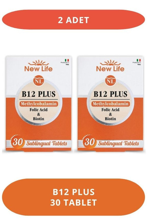 B12 Plus Dilaltı 30 Tablet Metillkobalamin - Folik Asit - Biotin (2 Adet)