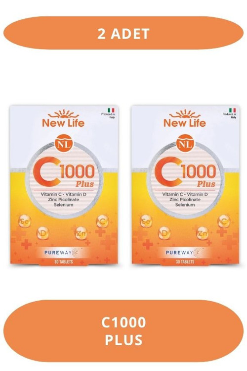 C1000 Plus 30 Tablet C Vitamini + D Vitamini + Çinko Pikolinat + Selenyum (2 Adet)