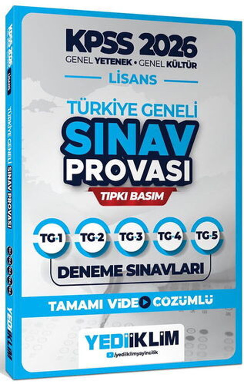 Yediiklim 2026 KPSS Lisans GY-GK Türkiye Geneli Video Çözümlü Denemeler Yediiklim Yayınları