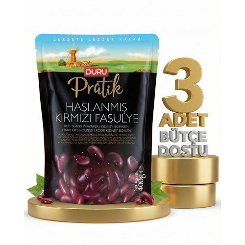 Haşlanmış Kırmızı Fasulye 3x400 Gr