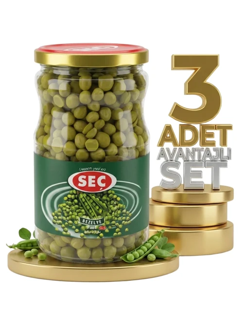 Cam Kavanoz Taze Bezelye Konservesi 3x720 Gr