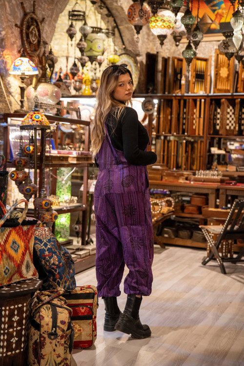 Otantik ayarlanabilir %yüz pamuk unisex etnik desenli Patchwork m-l-xl-xxl-bedenler tulum