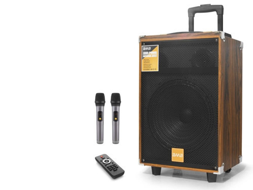 12 Inç Bluetooth Hoparlör Fm Radyo (Usb, Tf, Aux, Çift Mikrofon, Kumandalı (Ahşap - BQ12)