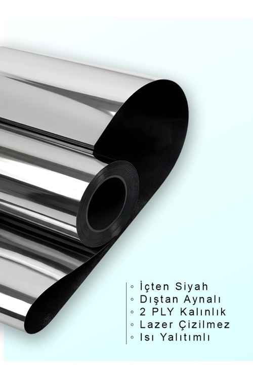 152 Cm X 1 Metre | Isı Yalıtımlı | (İçten Siyah / Dıştan Aynalı) | Blacksilver Cam Filmi |