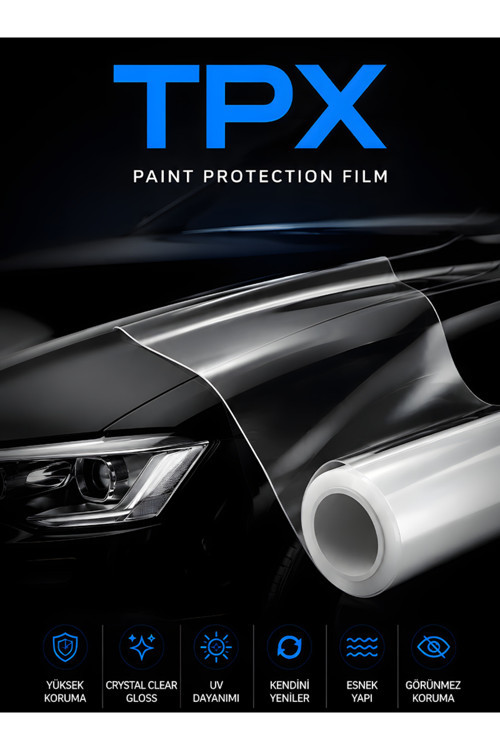 Tpx 7.5 Mil Şeffaf Ppf Kaplama Film 152 Cm X 15 Metre Crystal Clear Gloss Boya Koruma Filmi