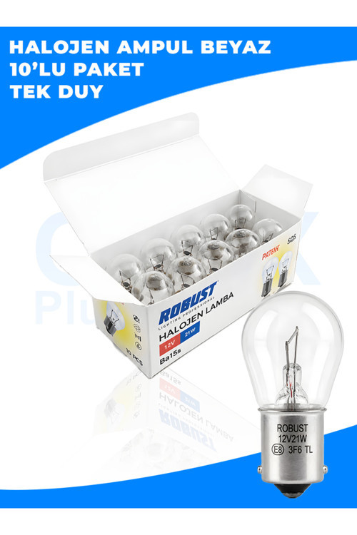 Beyaz Halojen Ampul | 12V 21W P21W | 10’Lu