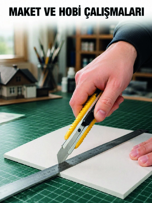 5 Adet Metal Falçata Seti Ergonomik Saplı Çelik Maket Bıçağı Koli Ambalaj Pvc Kesici