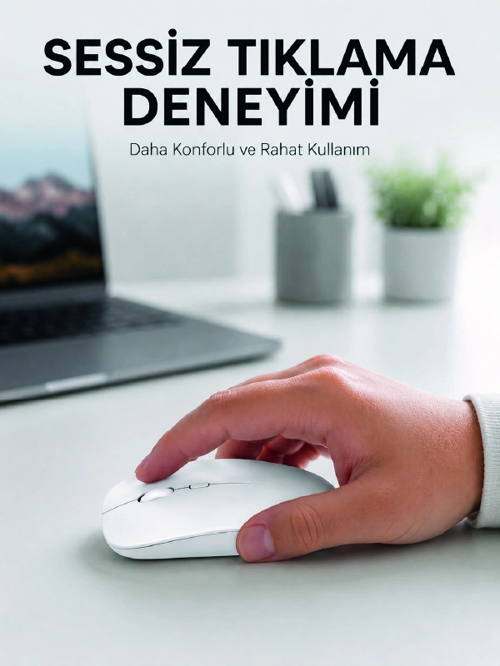 Şarjlı Wireless Mouse Bluetooth Çift Modlu Sessiz Yüksek Hassasiyetli