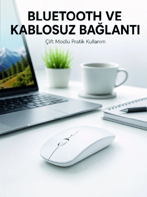 Bluetooth Kablosuz Wireless Mouse Şarjlı Sessiz Ergonomik 5000 Dpı