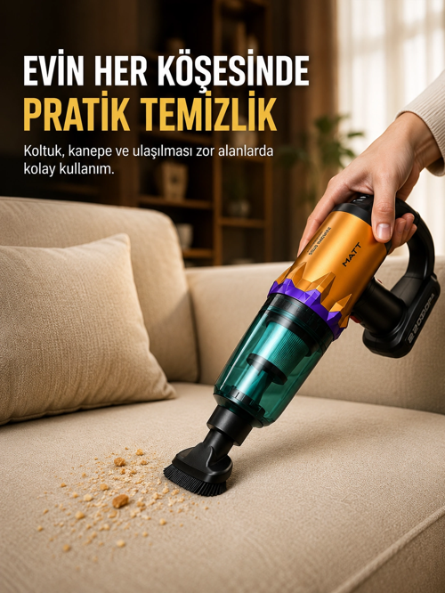 Taşınabilir Kablosuz El Süpürgesi Araç Ev Temizliğine Uygun