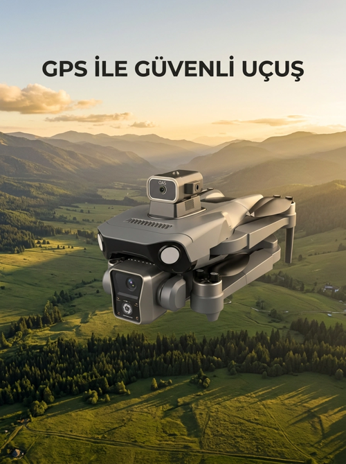 Ekranlı Kumandalı Gps Drone Çift Kameralı Katlanabilir Hava Aracı