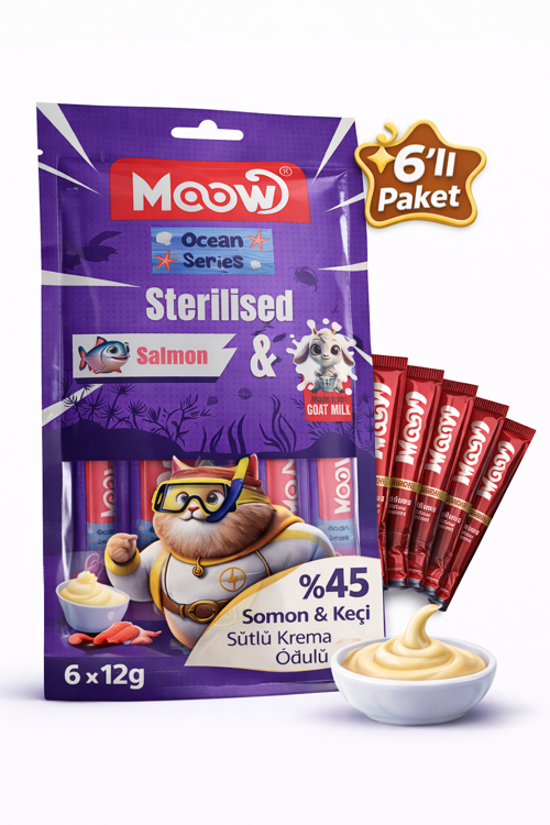 Creamy Somonlu ve Keçi Sütlü Kısırlaştırılmış Sıvı Krema Kedi Ödülü 6x12 gr
